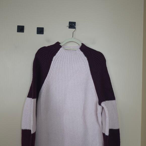 Express Colorblock Mock Neck Shift Sweater Dress in Light Pink/Maroon Size S - Picture 3 of 10
